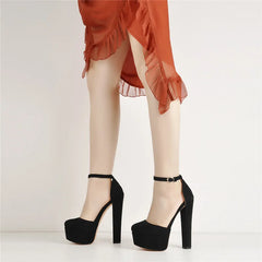 Ankle Strap Round Toe Platform Heeled Shoes