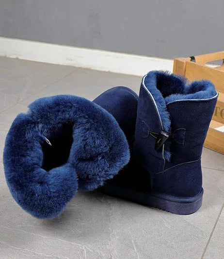 Leather Fur Mid-calf Snow Boots