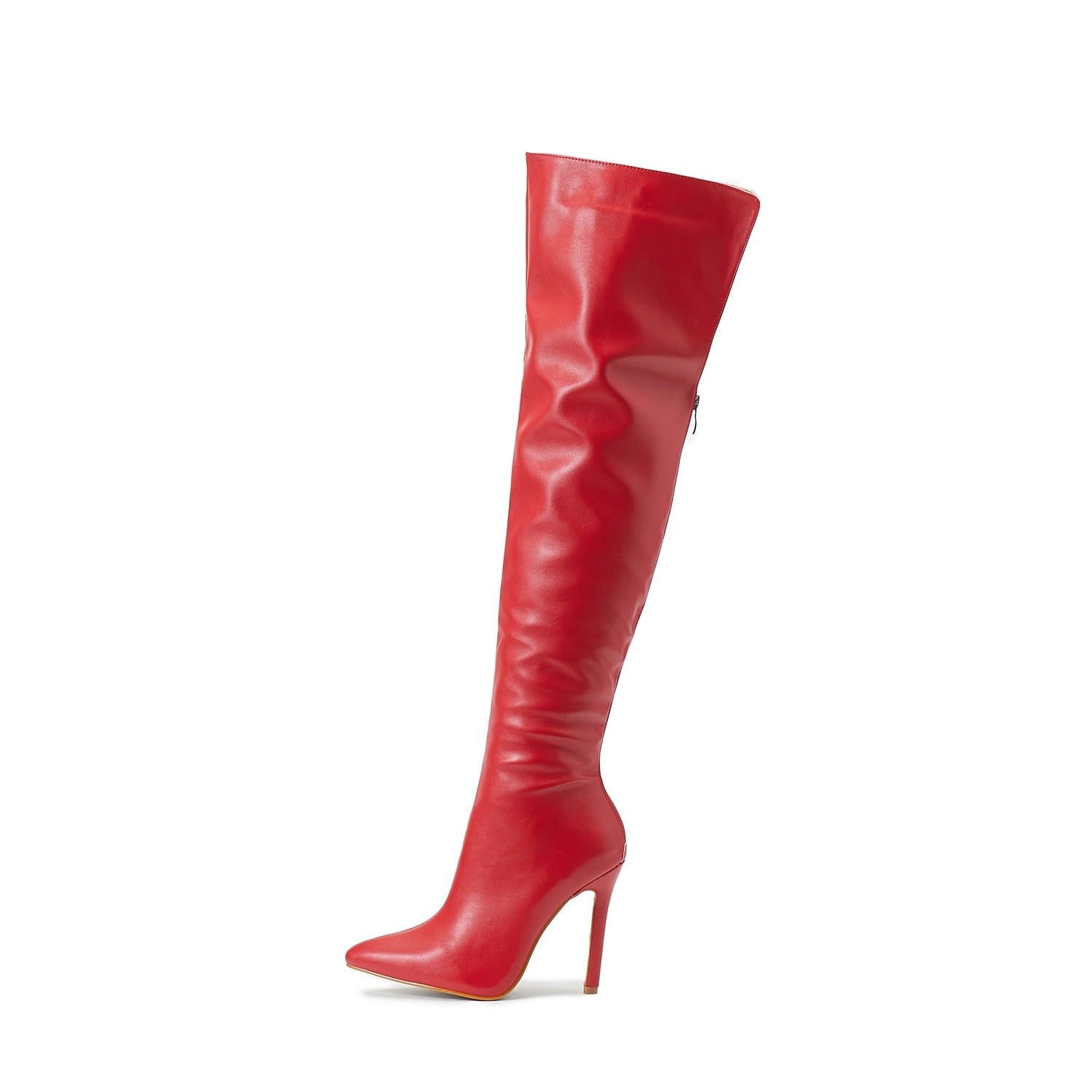 Red Leather Thigh High Boots