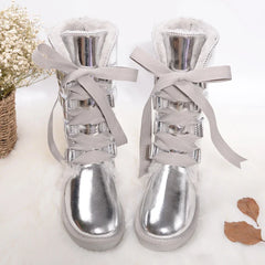 Knee-High Lace-up Snow Boots