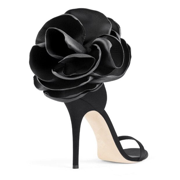 Black Rose Ankle Strap Hight Heels