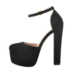 Ankle Strap Round Toe Platform Heeled Shoes