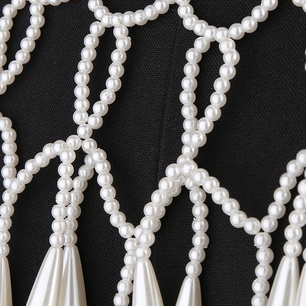 Banquet Pearl Shawl Necklace Hand Woven