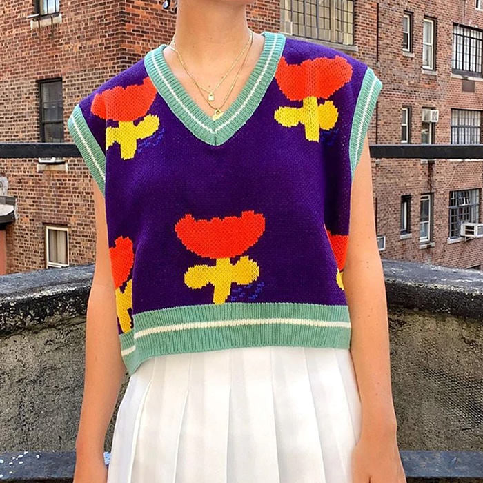 Happy Flower Knit Vest