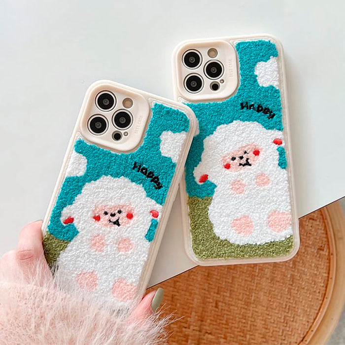 Happy Sheep Embroidery iPhone Case