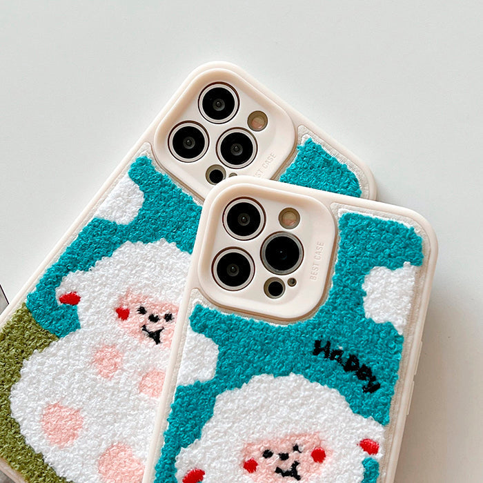 Happy Sheep Embroidery iPhone Case