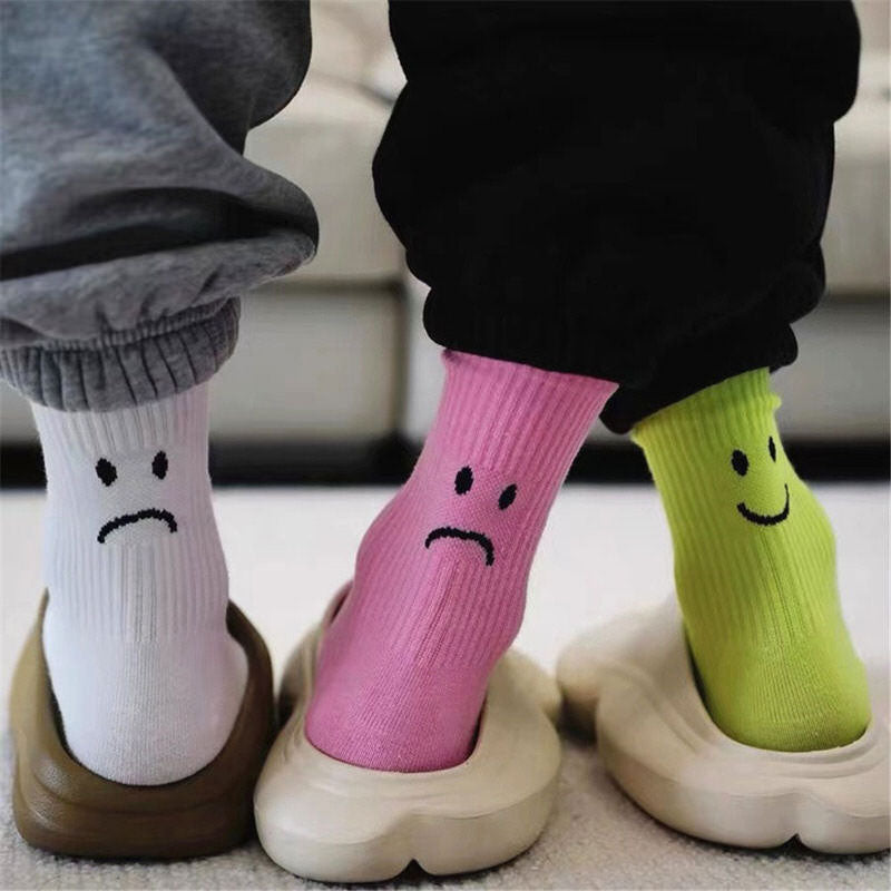 Happy & Sad Face Print Socks