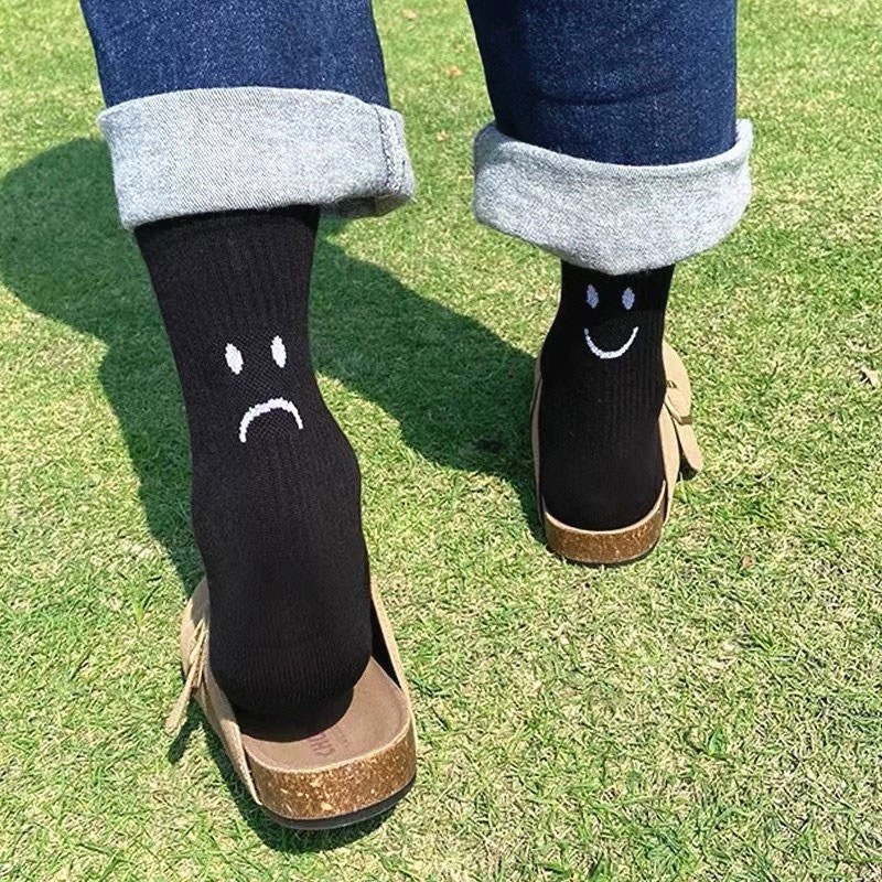 Happy & Sad Face Print Socks