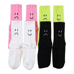 Happy & Sad Face Print Socks