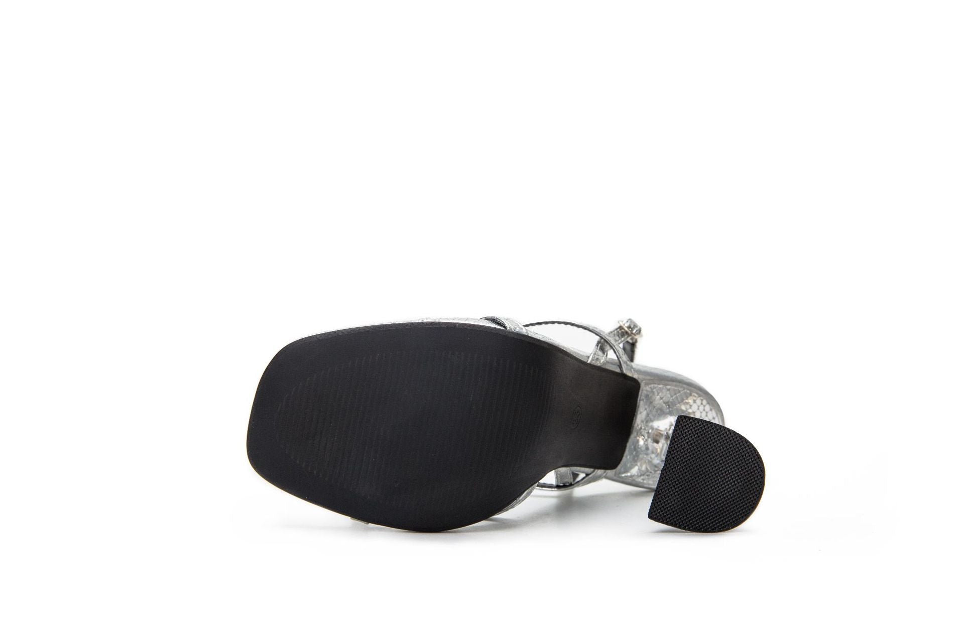 Crystal Heel Silver Sandals