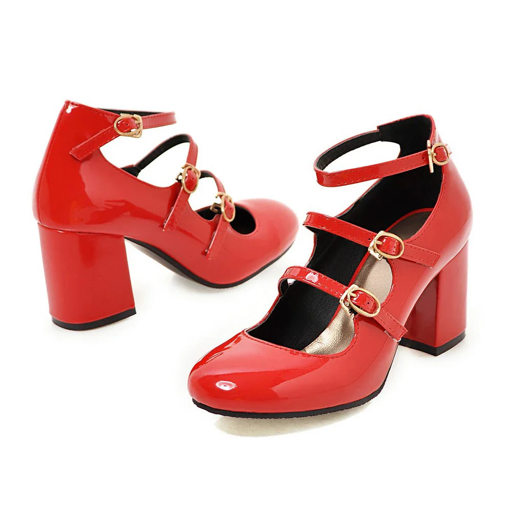 Platform Heel Mary Janes Pumps Shoes