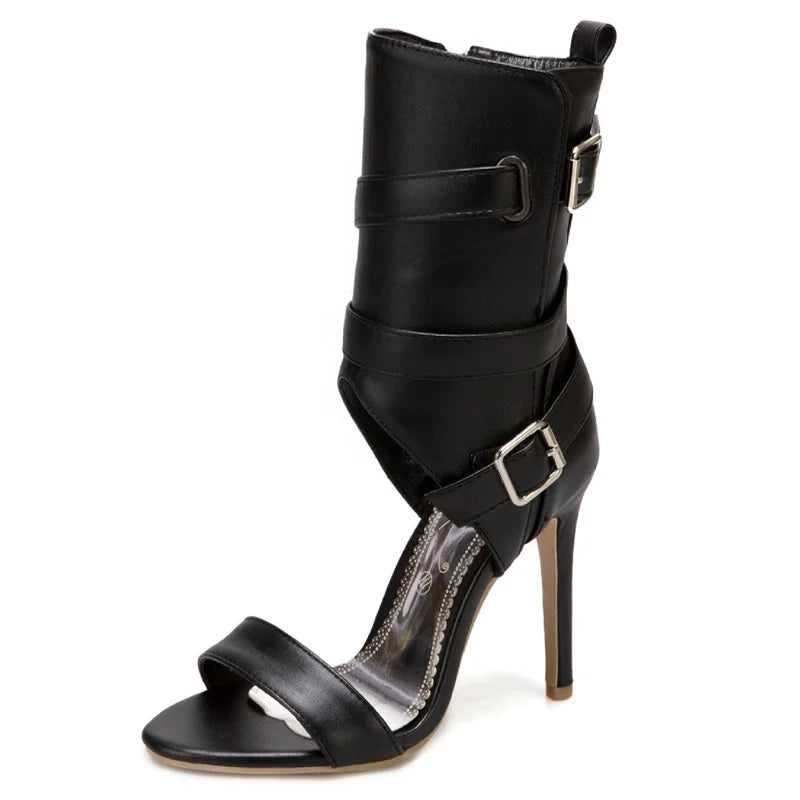 Peep Toe Ankle Buckle High Heel Shoes