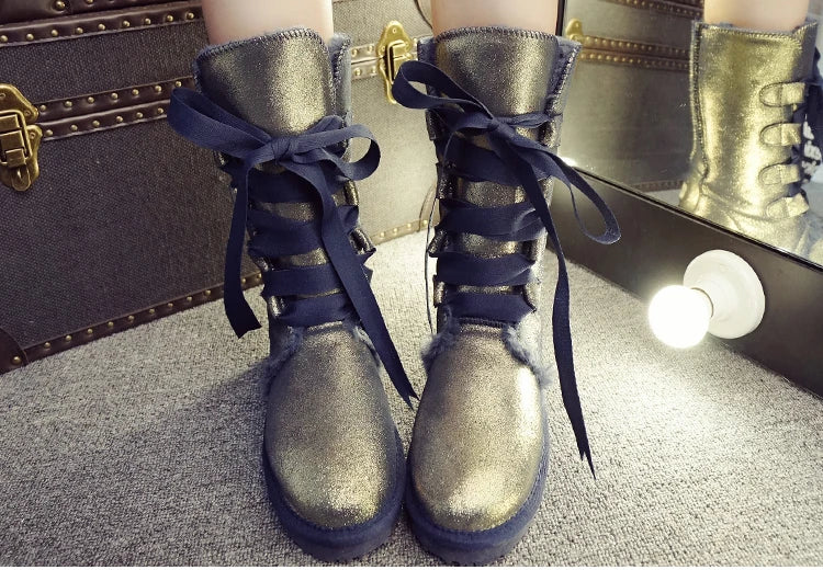 Knee-High Lace-up Snow Boots