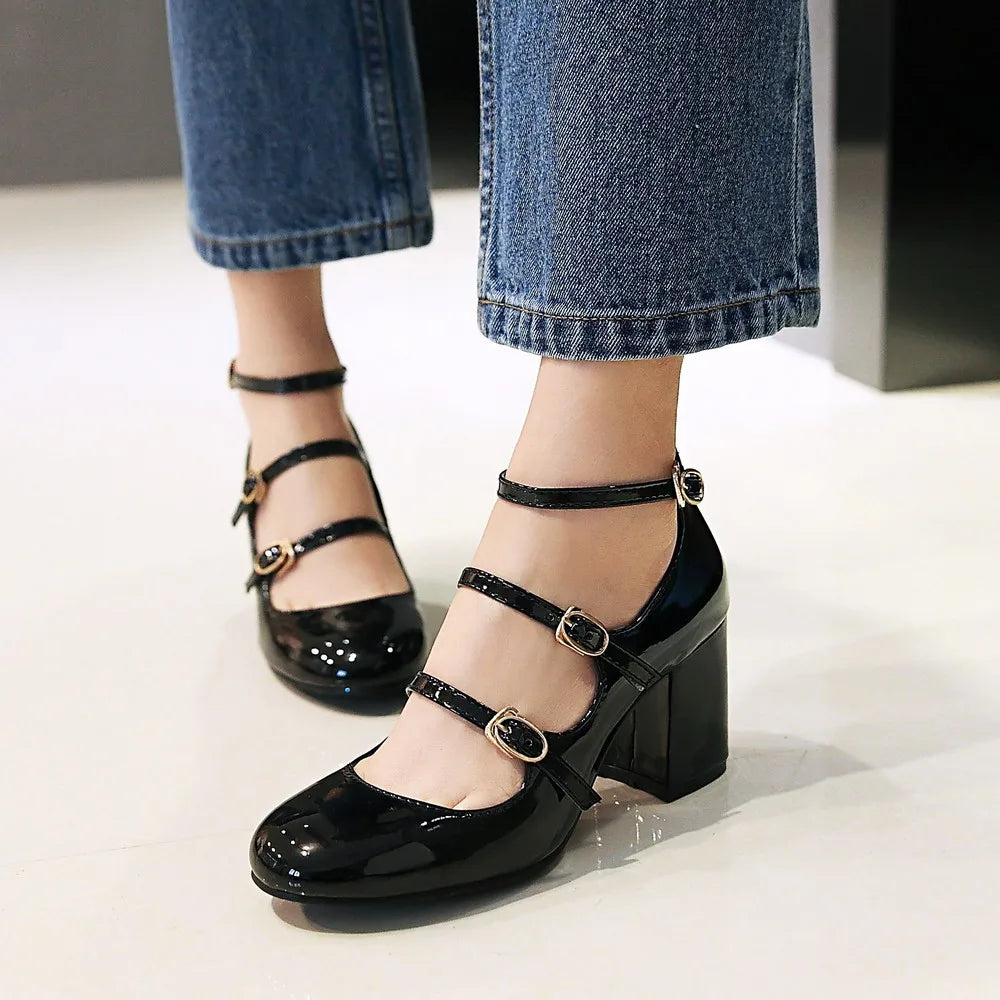 Platform Heel Mary Janes Pumps Shoes