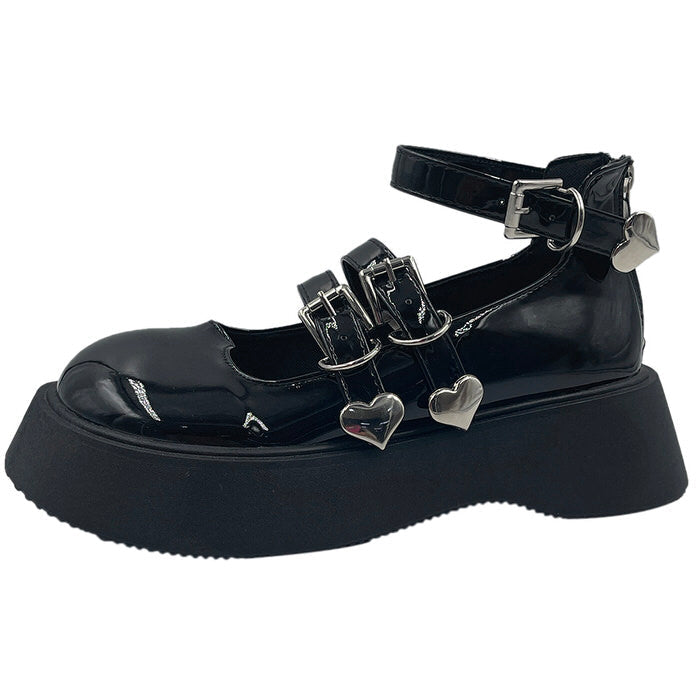 Heart Buckle Chunky Sandals