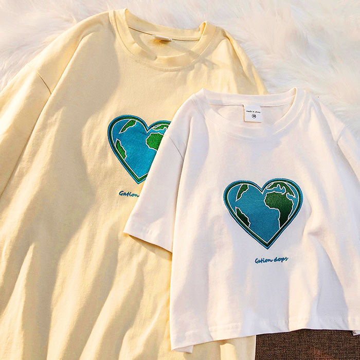 Heart Earth Embroidered Tee