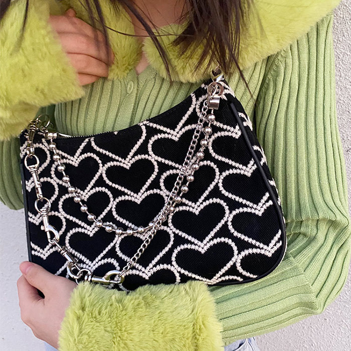 Heart Print Chain Bag