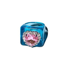 Heart Rhinestone Resin Ring