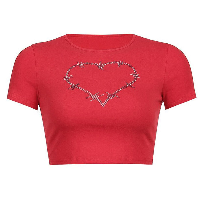 Barbed Heart Rhinestone Crop Top