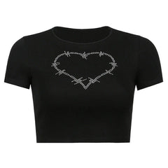 Barbed Heart Rhinestone Crop Top