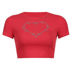 Barbed Heart Rhinestone Crop Top