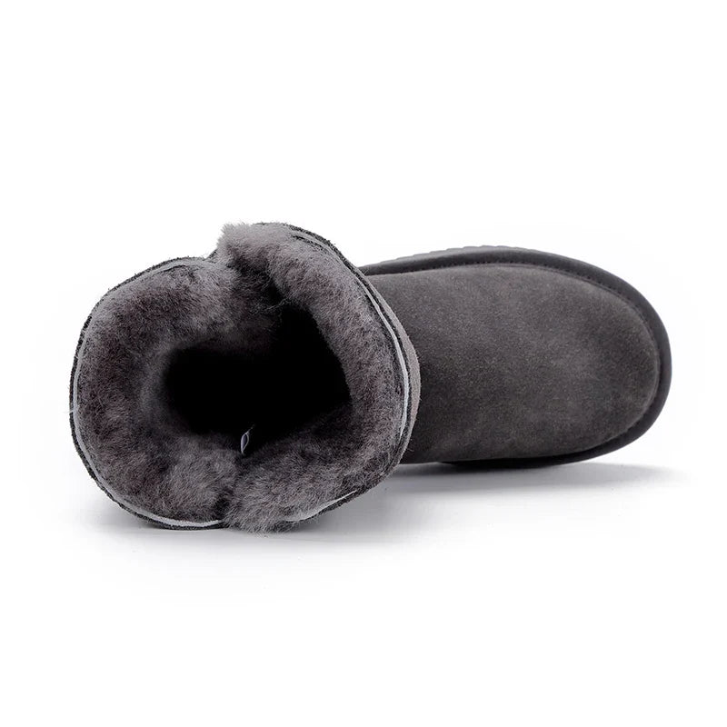 Leather Fur Mid-calf Snow Boots