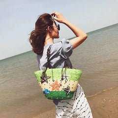 Bohemian Starfish Straw Tote Bag