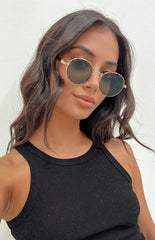 Hunter Round Sunglasses Gold