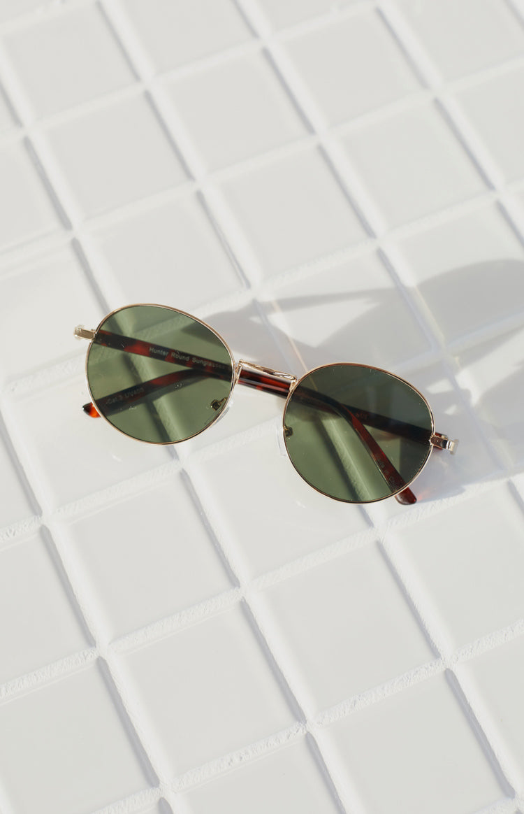 Hunter Round Sunglasses Gold