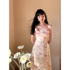 Sunset Rose Maxi Dress ~ HANDMADE