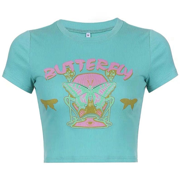 Indie Aesthetic Butterfly Crop Top