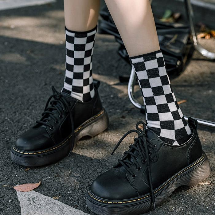 Indie Aesthetic Checker Socks