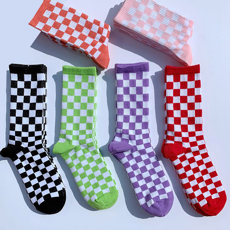 Indie Aesthetic Checkerboard Socks