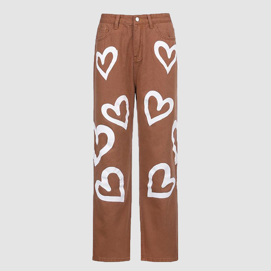 Heart-Shaped Graffiti Jeans