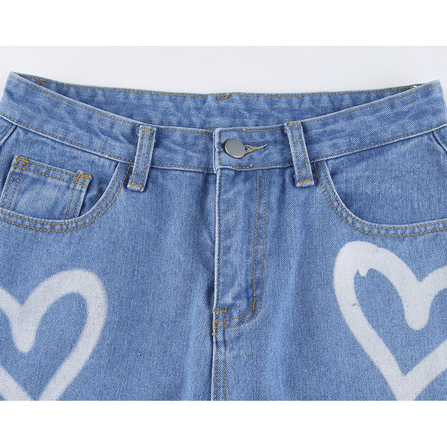 Heart-Shaped Graffiti Jeans