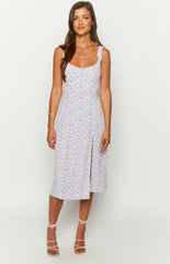 Jessie Purple Floral Midi Dress