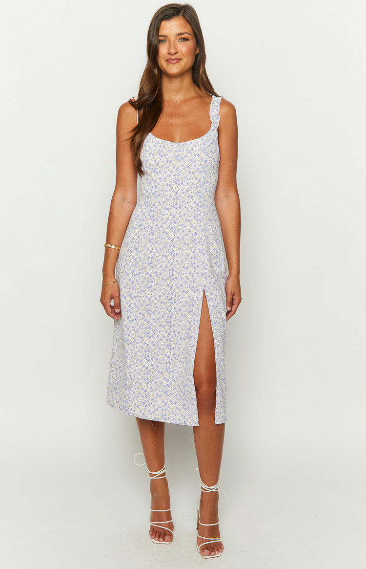 Jessie Purple Floral Midi Dress