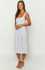 Jessie Purple Floral Midi Dress