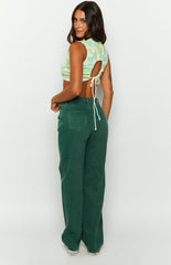 Kansis Green Uneven Waist Jeans