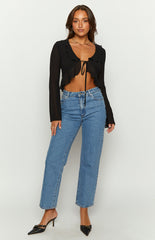 Kazan Black Frill Long Sleeve Top
