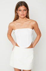 Kei White PU Mini Skirt