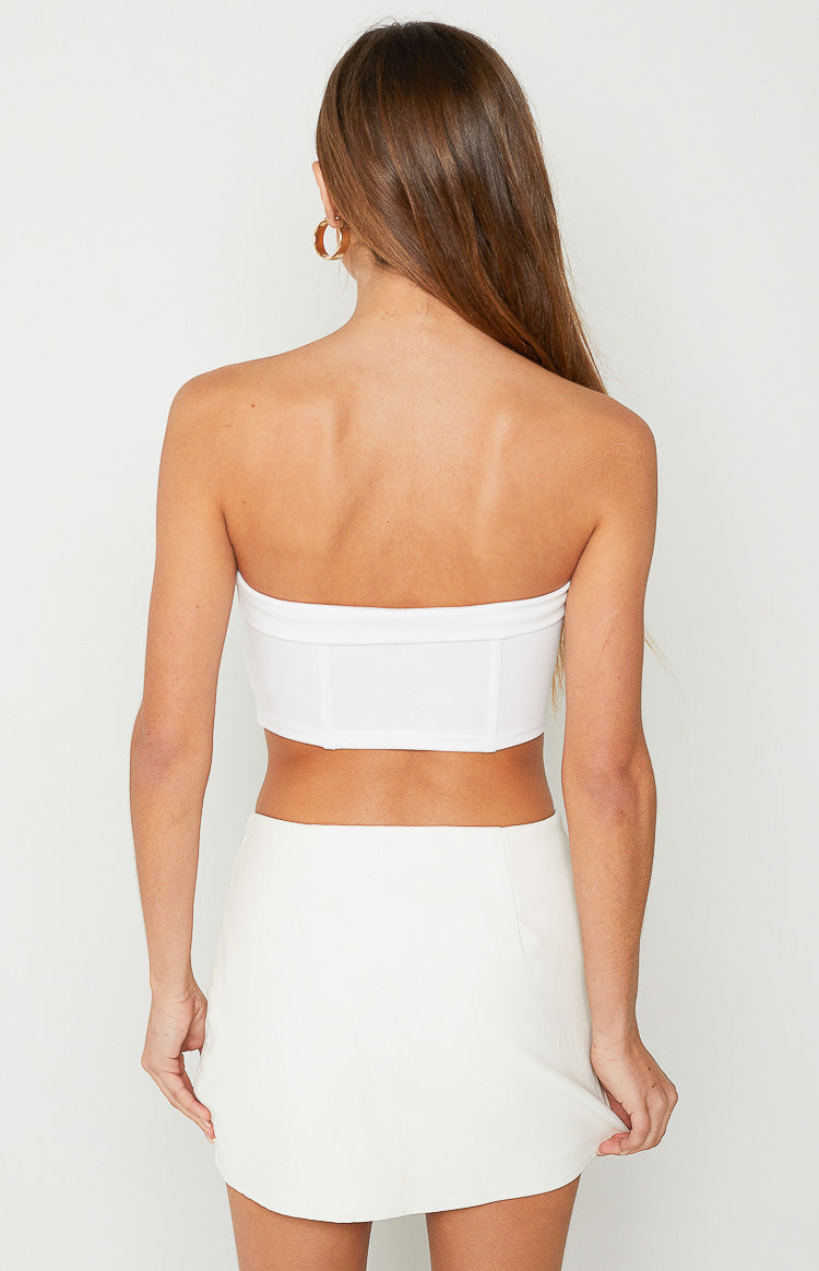 Kei White PU Mini Skirt