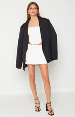Kei White PU Mini Skirt