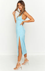 Kiana Blue Floral Printed Midi Dress