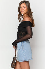 Kole Light Wash Denim Mini Skirt