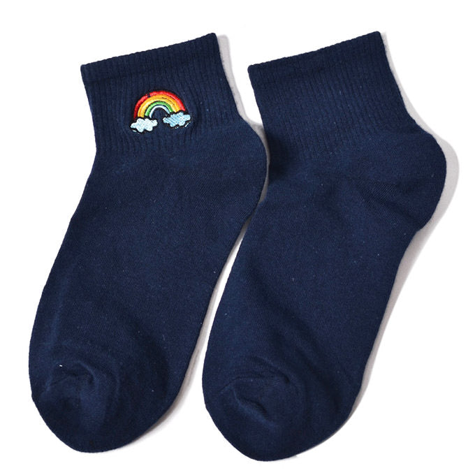 Rainbow Embroidered Socks