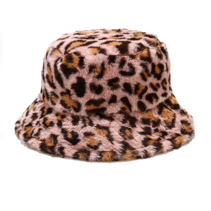 Leopard Fluffy Bucket Hat