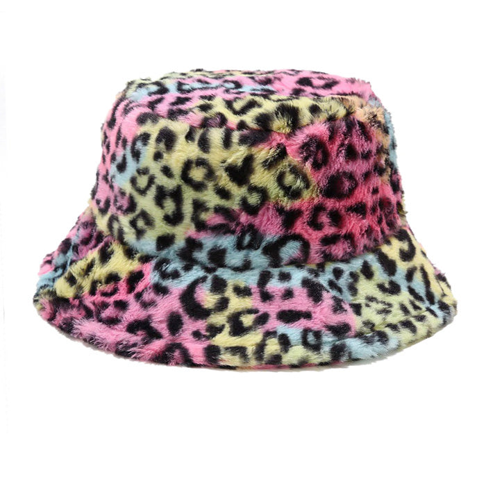 Leopard Fluffy Bucket Hat