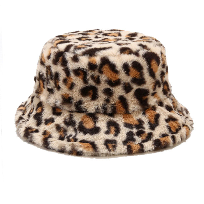 Leopard Fluffy Bucket Hat