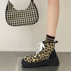 Leopard Lace Up Boots